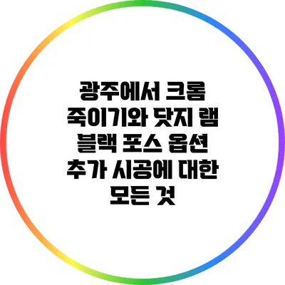 광주에서 크롬 죽이기와 닷지 램 블랙 포스 옵션 추가 시공에 대한 모든 것