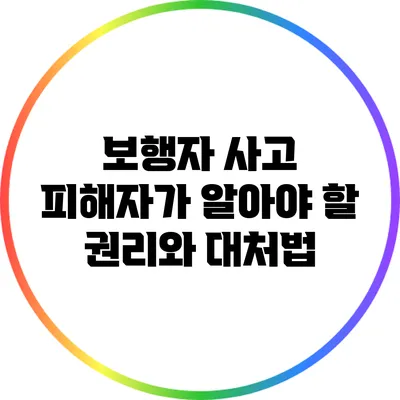 보행자 사고 피해자가 알아야 할 권리와 대처법