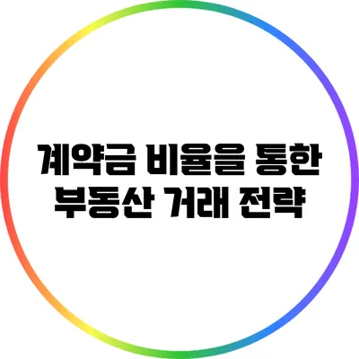 계약금 비율을 통한 부동산 거래 전략