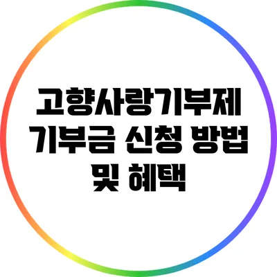 고향사랑기부제 기부금 신청 방법 및 혜택