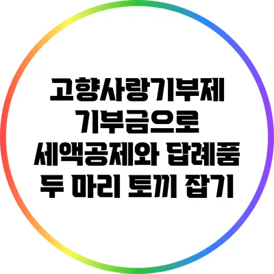 고향사랑기부제 기부금으로 세액공제와 답례품 두 마리 토끼 잡기