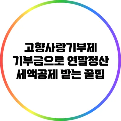 고향사랑기부제 기부금으로 연말정산 세액공제 받는 꿀팁