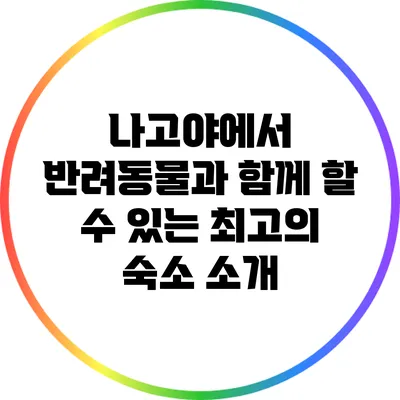 나고야에서 반려동물과 함께 할 수 있는 최고의 숙소 소개