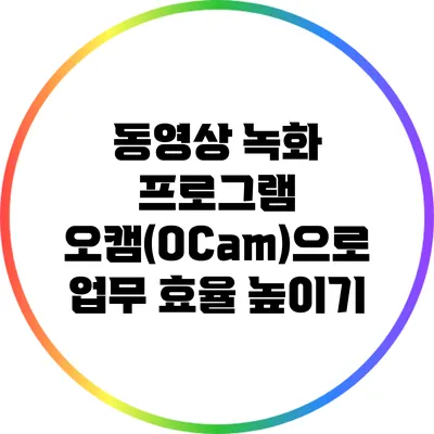 동영상 녹화 프로그램 오캠(OCam)으로 업무 효율 높이기