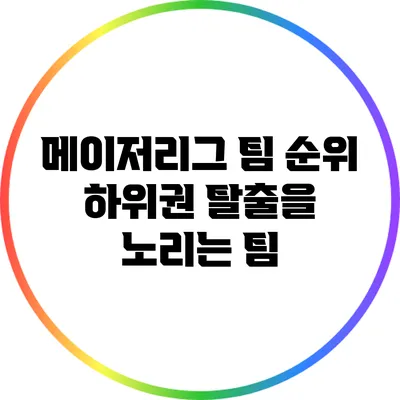메이저리그 팀 순위: 하위권 탈출을 노리는 팀