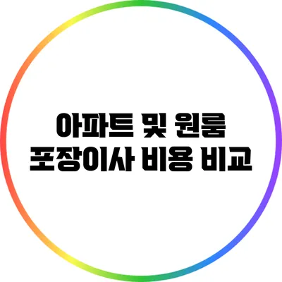 아파트 및 원룸 포장이사 비용 비교