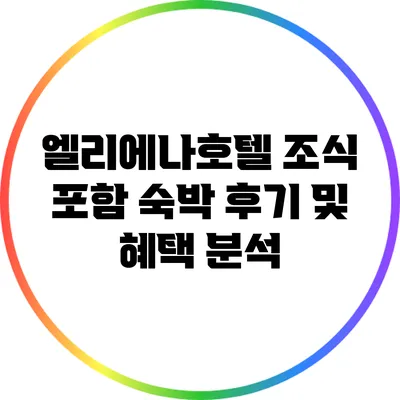 엘리에나호텔 조식 포함 숙박 후기 및 혜택 분석