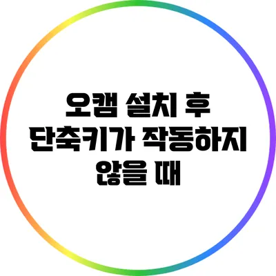 오캠 설치 후 단축키가 작동하지 않을 때