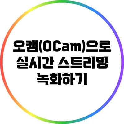 오캠(OCam)으로 실시간 스트리밍 녹화하기