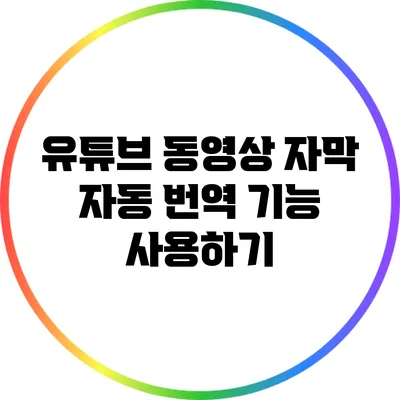 유튜브 동영상 자막 자동 번역 기능 사용하기