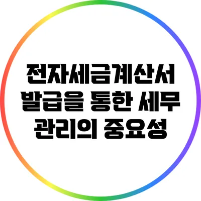 전자세금계산서 발급을 통한 세무 관리의 중요성