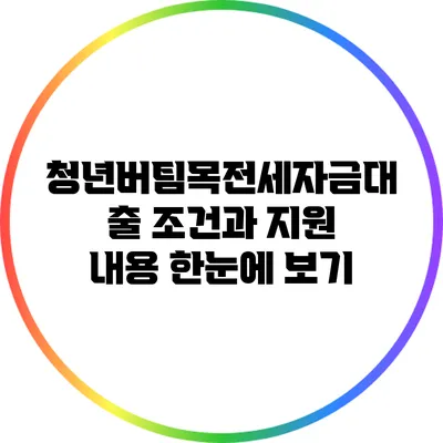 청년버팀목전세자금대출 조건과 지원 내용 한눈에 보기