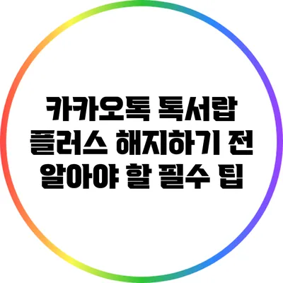 카카오톡 톡서랍 플러스 해지하기 전 알아야 할 필수 팁