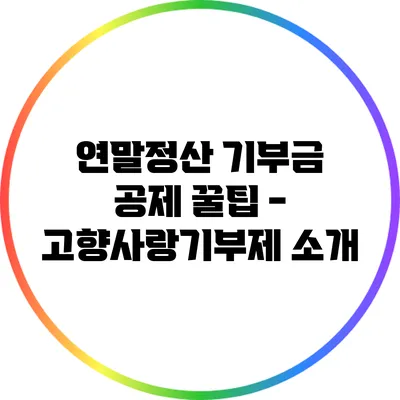 연말정산 기부금 공제 꿀팁 - 고향사랑기부제 소개