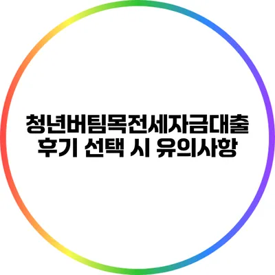청년버팀목전세자금대출 후기: 선택 시 유의사항
