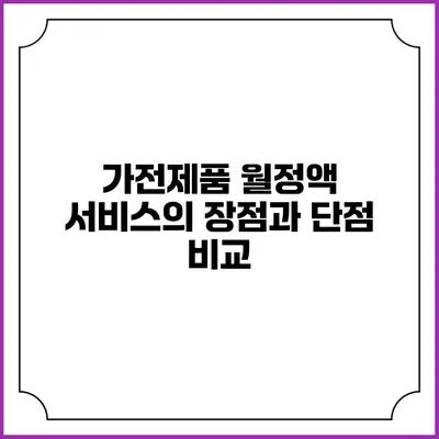 가전제품 월정액 서비스의 장점과 단점 비교