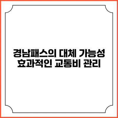 경남패스의 대체 가능성 효과적인 교통비 관리