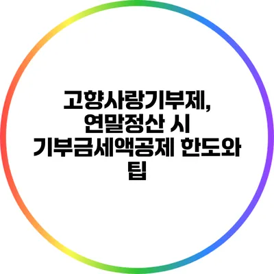 고향사랑기부제, 연말정산 시 기부금세액공제 한도와 팁