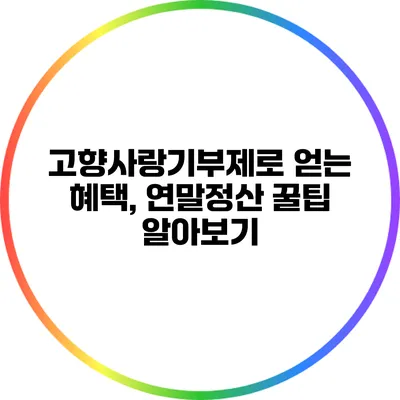 고향사랑기부제로 얻는 혜택, 연말정산 꿀팁 알아보기