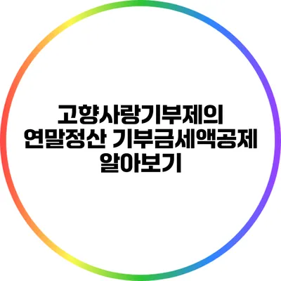 고향사랑기부제의 연말정산 기부금세액공제 알아보기