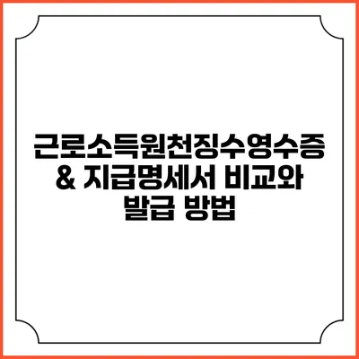 근로소득원천징수영수증 & 지급명세서 비교와 발급 방법