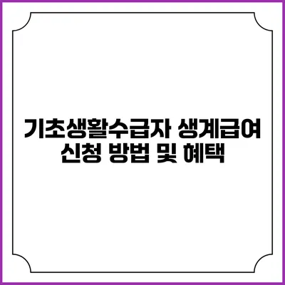 기초생활수급자 생계급여 신청 방법 및 혜택
