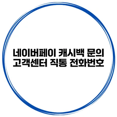 네이버페이 캐시백 문의 고객센터 직통 전화번호