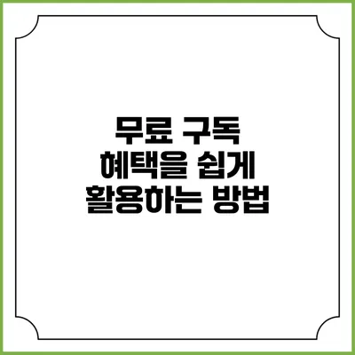 무료 구독 혜택을 쉽게 활용하는 방법