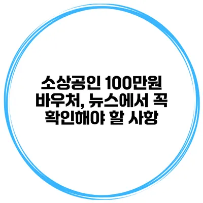 소상공인 100만원 바우처, 뉴스에서 꼭 확인해야 할 사항