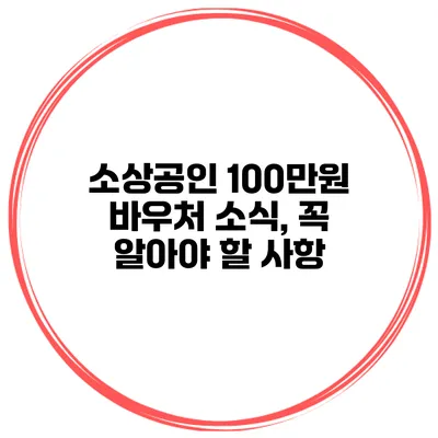 소상공인 100만원 바우처 소식, 꼭 알아야 할 사항