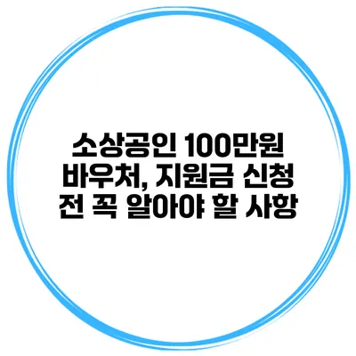 소상공인 100만원 바우처, 지원금 신청 전 꼭 알아야 할 사항