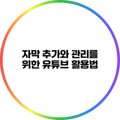 자막 추가와 관리를 위한 유튜브 활용법