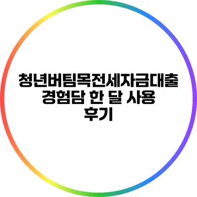 청년버팀목전세자금대출 경험담: 한 달 사용 후기
