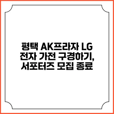평택 AK프라자 LG 전자 가전 구경하기, 서포터즈 모집 종료