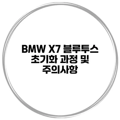 BMW X7 블루투스 초기화 과정 및 주의사항