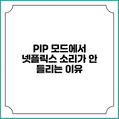 PIP 모드에서 넷플릭스 소리가 안 들리는 이유
