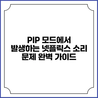 PIP 모드에서 발생하는 넷플릭스 소리 문제 완벽 가이드