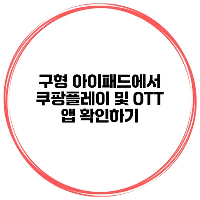구형 아이패드에서 쿠팡플레이 및 OTT 앱 확인하기