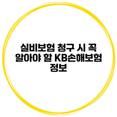 실비보험 청구 시 꼭 알아야 할 KB손해보험 정보