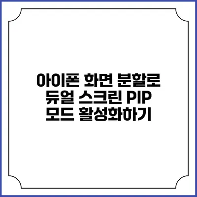 아이폰 화면 분할로 듀얼 스크린 PIP 모드 활성화하기