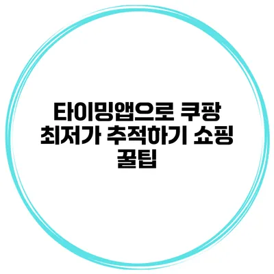타이밍앱으로 쿠팡 최저가 추적하기 쇼핑 꿀팁
