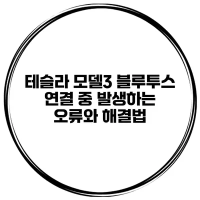 테슬라 모델3 블루투스 연결 중 발생하는 오류와 해결법